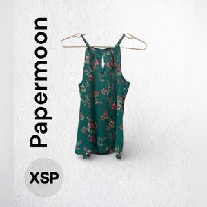 Papermoon Womens Multicolor Floral Sleeveless Keyhole Neck Blouse